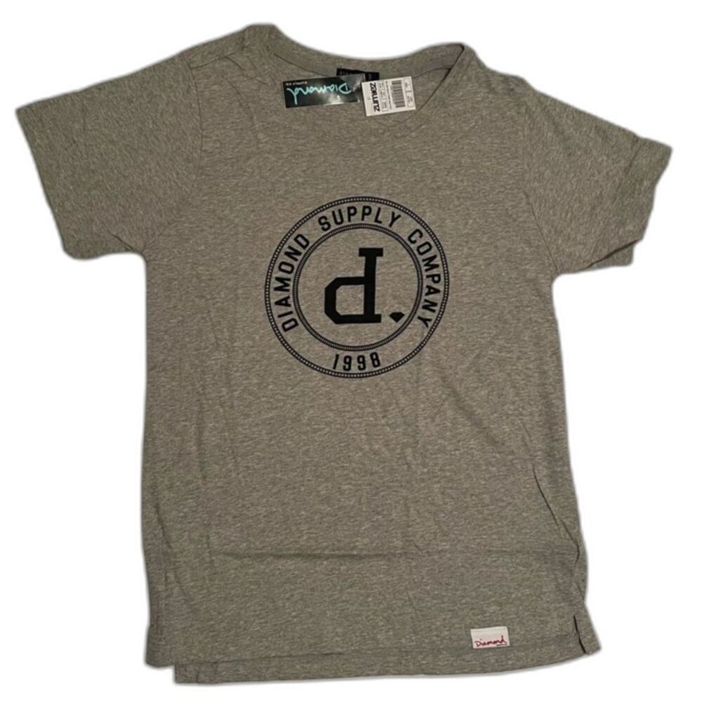 NWT Diamond Supply Co. College Seal Short Sleeve Gray & Black